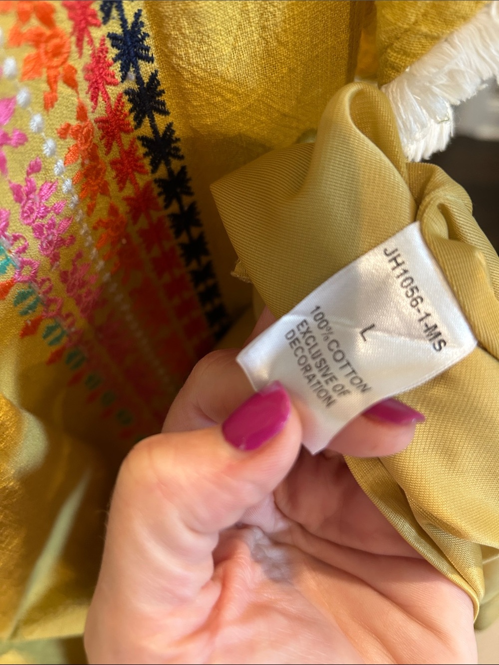 Elizabeth’s Closet Woman’s Size Large /Mustard Yellow Embroidered Dress/ Boho! - Picture 6 of 8